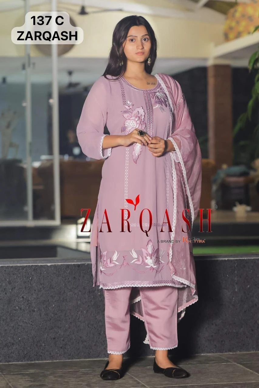 Zarqash Z 137 Faux Georgette Wholesale Pakistani Salwar Suit Catalog — Wholesale Salwar Suits, MPA wholesale from Surat - Gallery Image 3